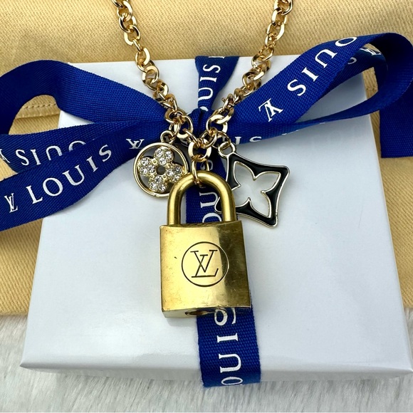 Louis Vuitton Lock #224 Pendant Necklace with charms gift set - Picture 2 of 5